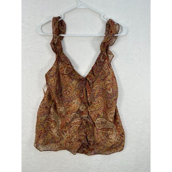 Lauren Ralph Lauren Tops - Lauren Ralph Lauren Womens Silk Brown Paisley Blouse Size 12